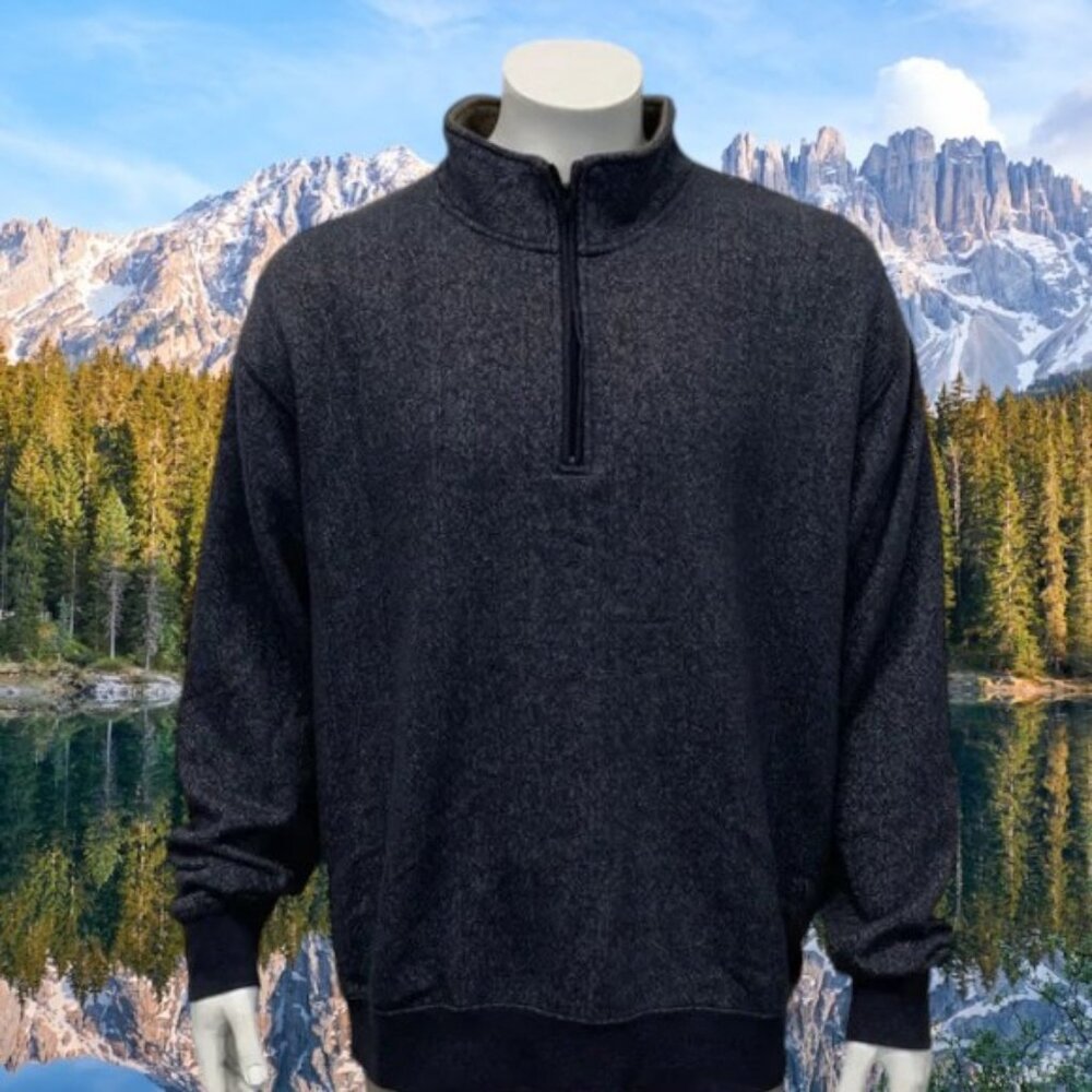 Orvis Signature Gray Knit 1/4 Zip Pullover Men’s Sweatshirt Jacket Size XL